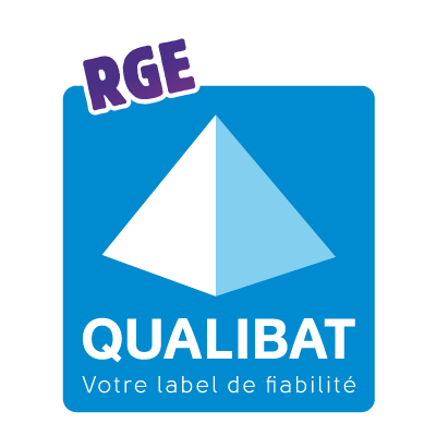 Logo RGE Qualibat, RLCM, votre menuisier et charpentier à La Copechagnière